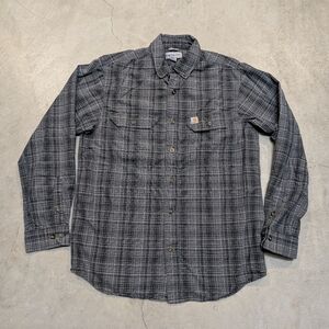 Carhartt Fort Men's M Dark Gray Plaid Shirt Button Down Long Sleeve 103352